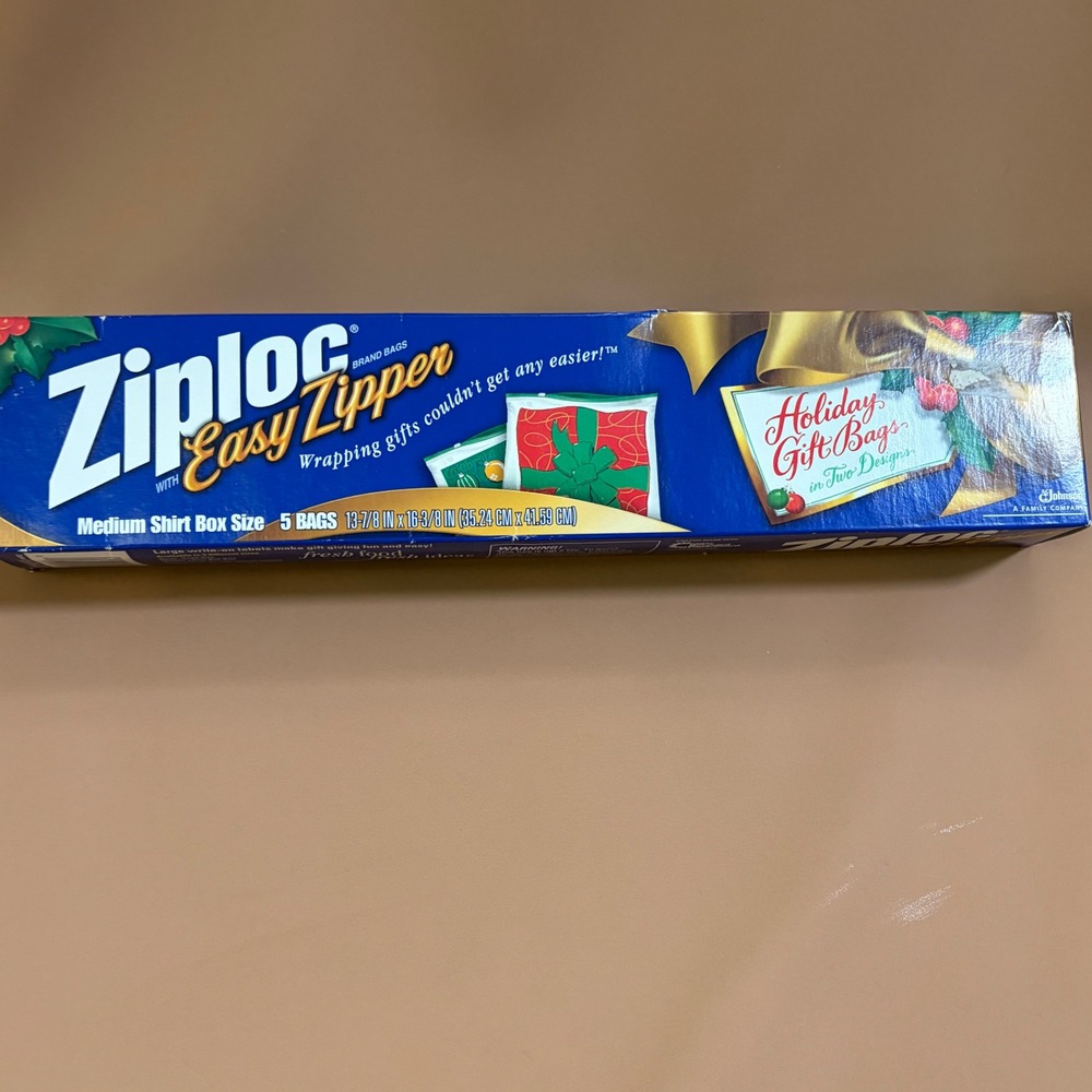 Ziploc Easy Zipper Holiday Gift Bags 5ct Medium Shirt Box Size Vintage 2001